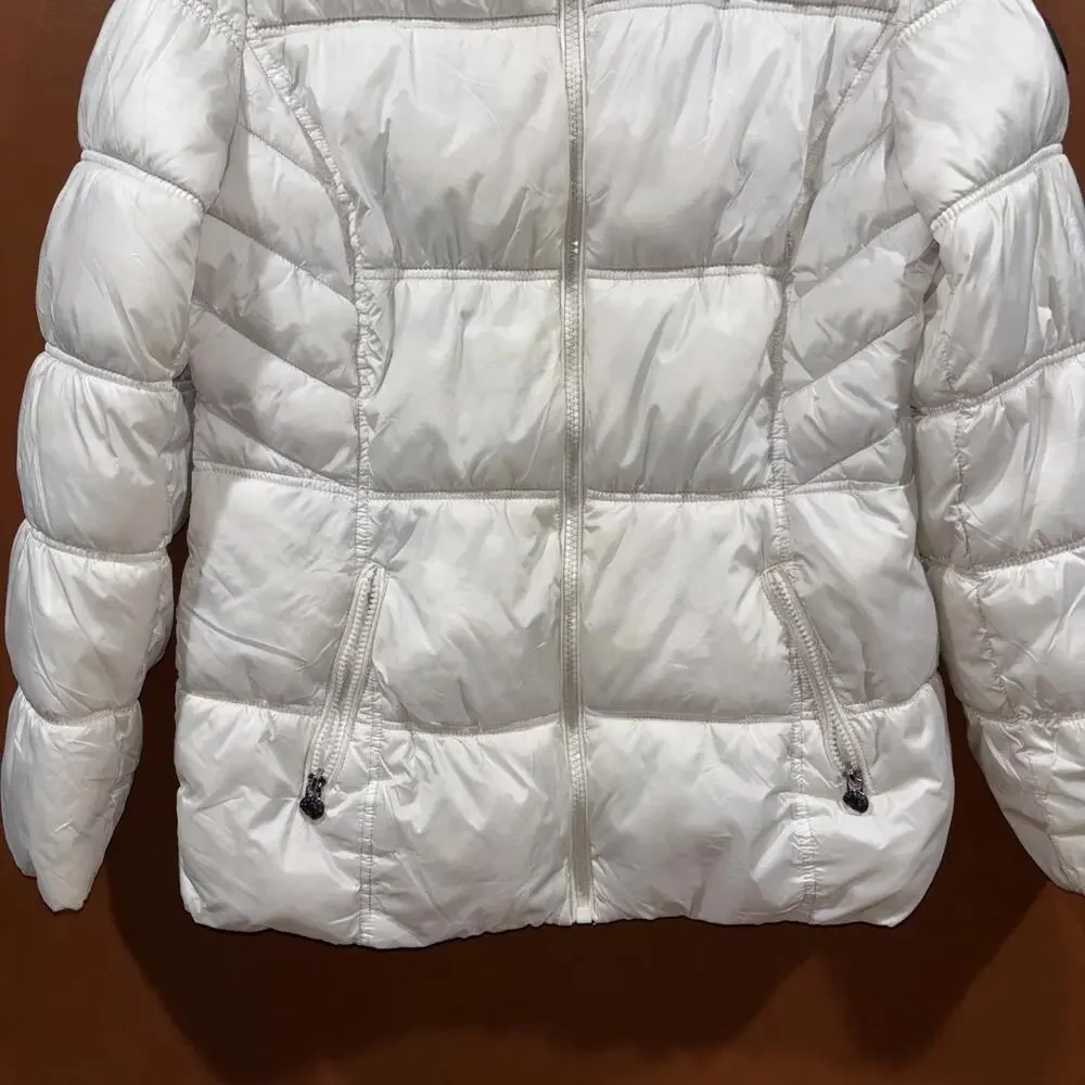 Laundry by Shelli Segal Puffer Down Jacket Womens Medium White Casual Full Zip - Picture 2 of 13